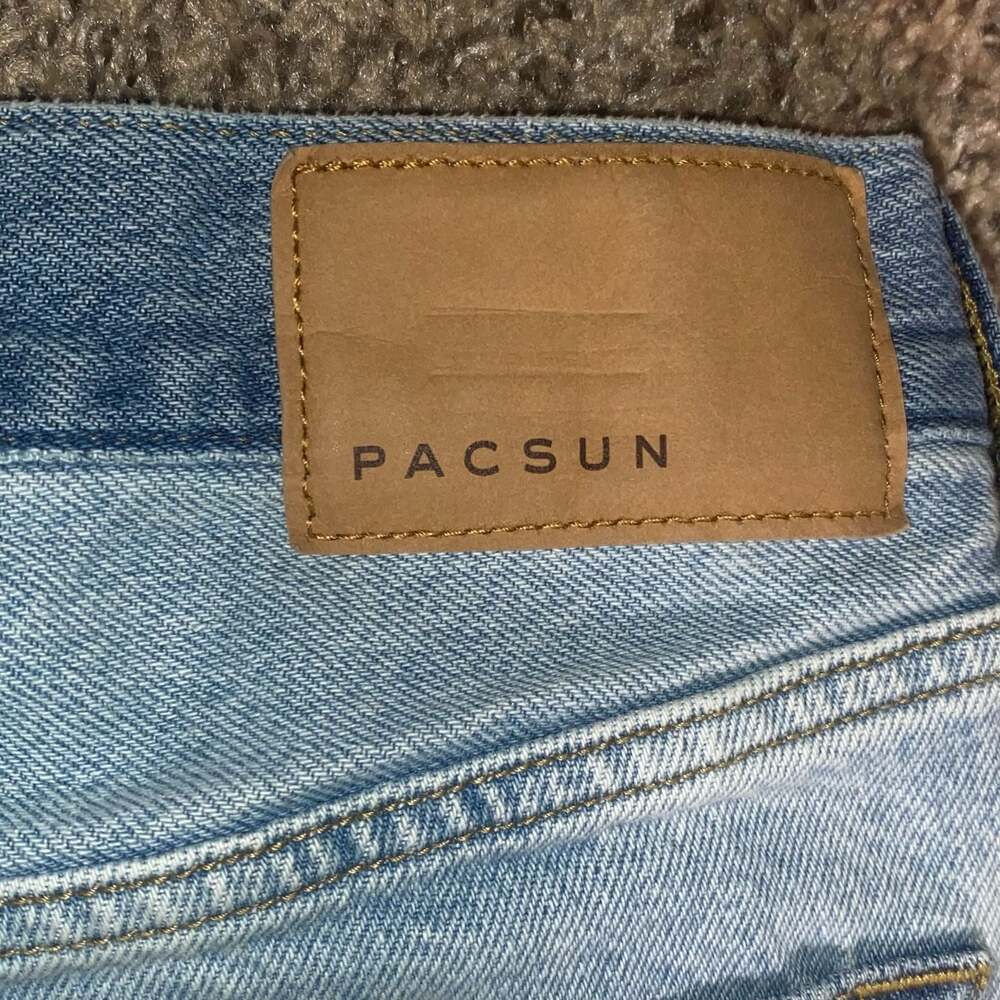 PacSun Eco Indigo Patchwork Slim Tapered Jeans 30x32 - Picture 3 of 5